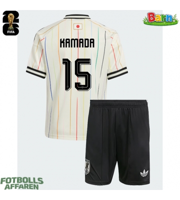 Japan Daichi Kamada #15 Bortaställ Barn VM 2026 Kortärmad (+ Korta byxor)